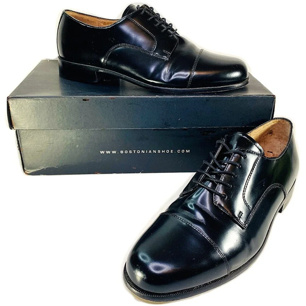 Bostonian Classics Black Cap Toe Oxford Dress Shoes 9M Original Box USA